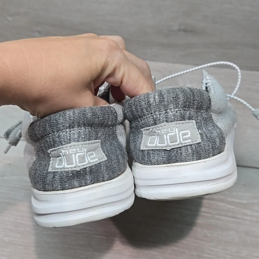 Hey Dude Mens Wally Free Linen Pearl Light Gray Loafers Slip On Shoes Sz 9